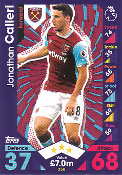 Jonathan Calleri West Ham United 2016/17 Topps Match Attax #358